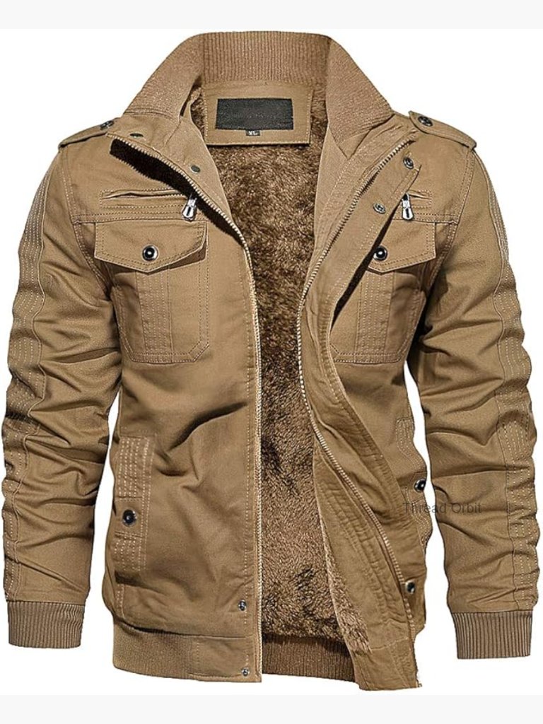 Thick Thermal Winter Jacket With Multi Pockets Fleece Lined Military Coat